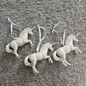 Set of Three White Unicorn Ornaments